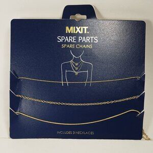 MIXIT Set of 3 Polished Gold tone Spare parts Chains Necklace